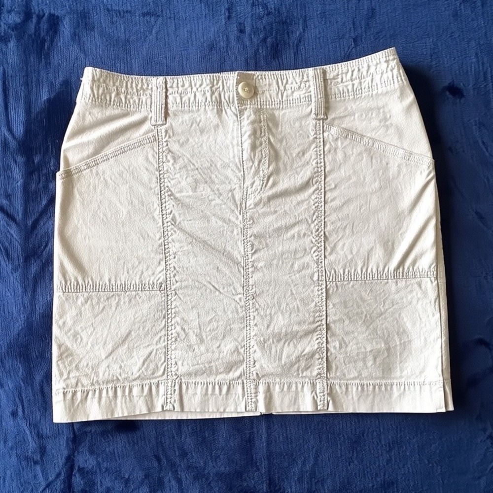 Chicos Zenergy Khaki Cotton Stretch Skort Beige Utility Mini Skirt Size 0 S